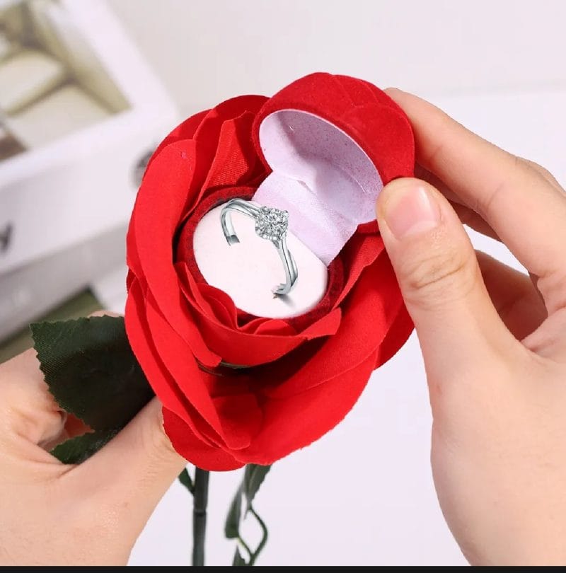 Velvet Rose Ring Box Holiday Gift Rose Petal Ring